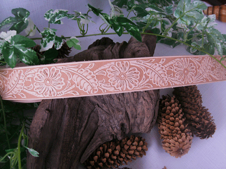 Handcrafted Leather Belt Leaf Design