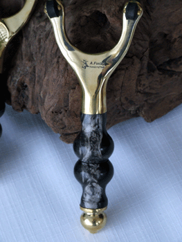 brass catapult with buffalo horn handle