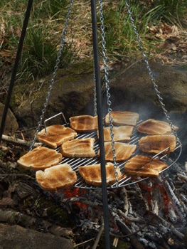 camping tripod with griddle