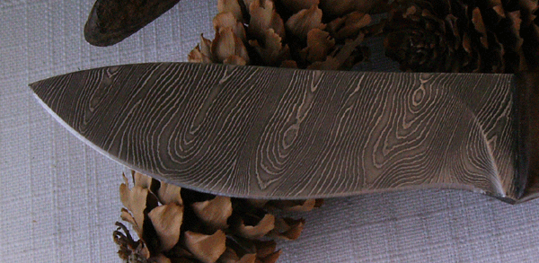 walnut etched damascus knife